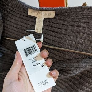 NWT Eileen Fisher Tensel Organic Cotton & Silk Light Ash Ribed Knit Poncho OS